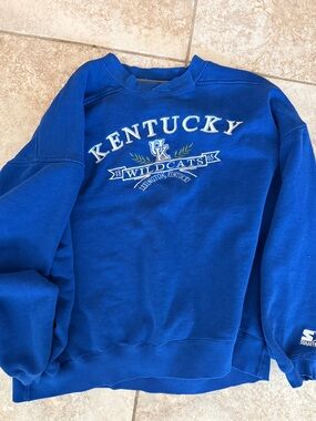 STARTER Kentucky Wildcats Royal Blue Crewneck Sweatshirt